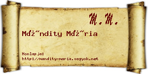 Mándity Mária névjegykártya